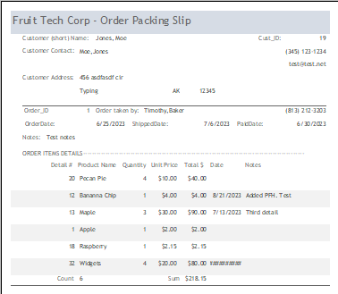 A screenshot of a product packing slip Description automatically generated